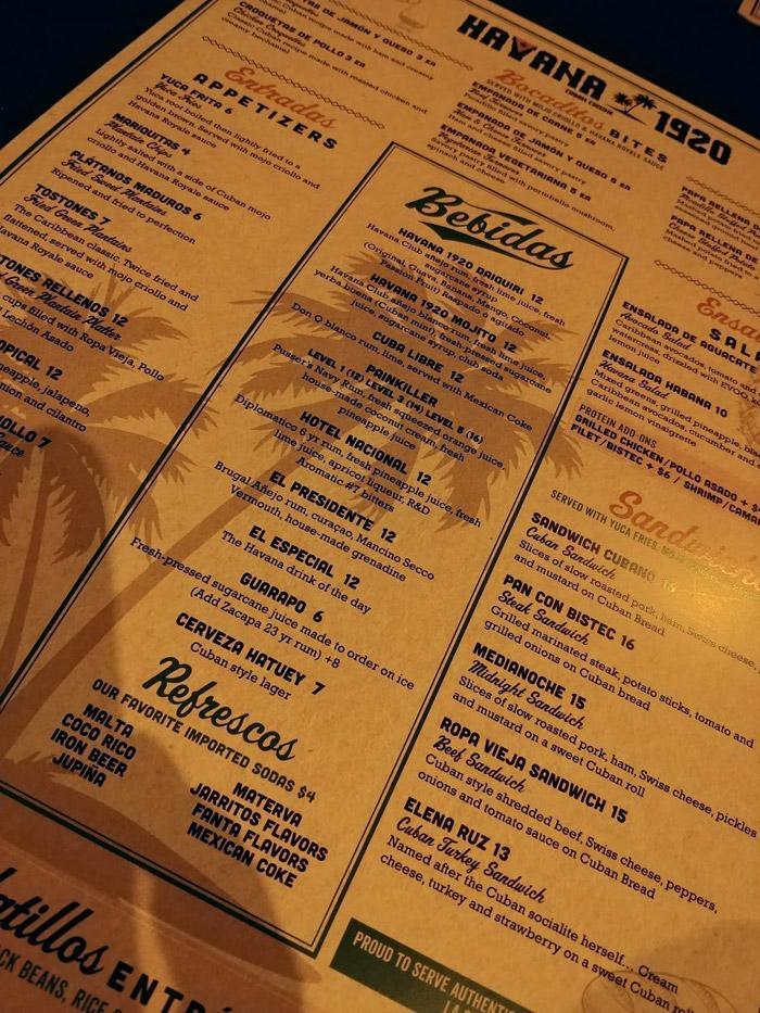havana 1920 cuban cafe menu san diego