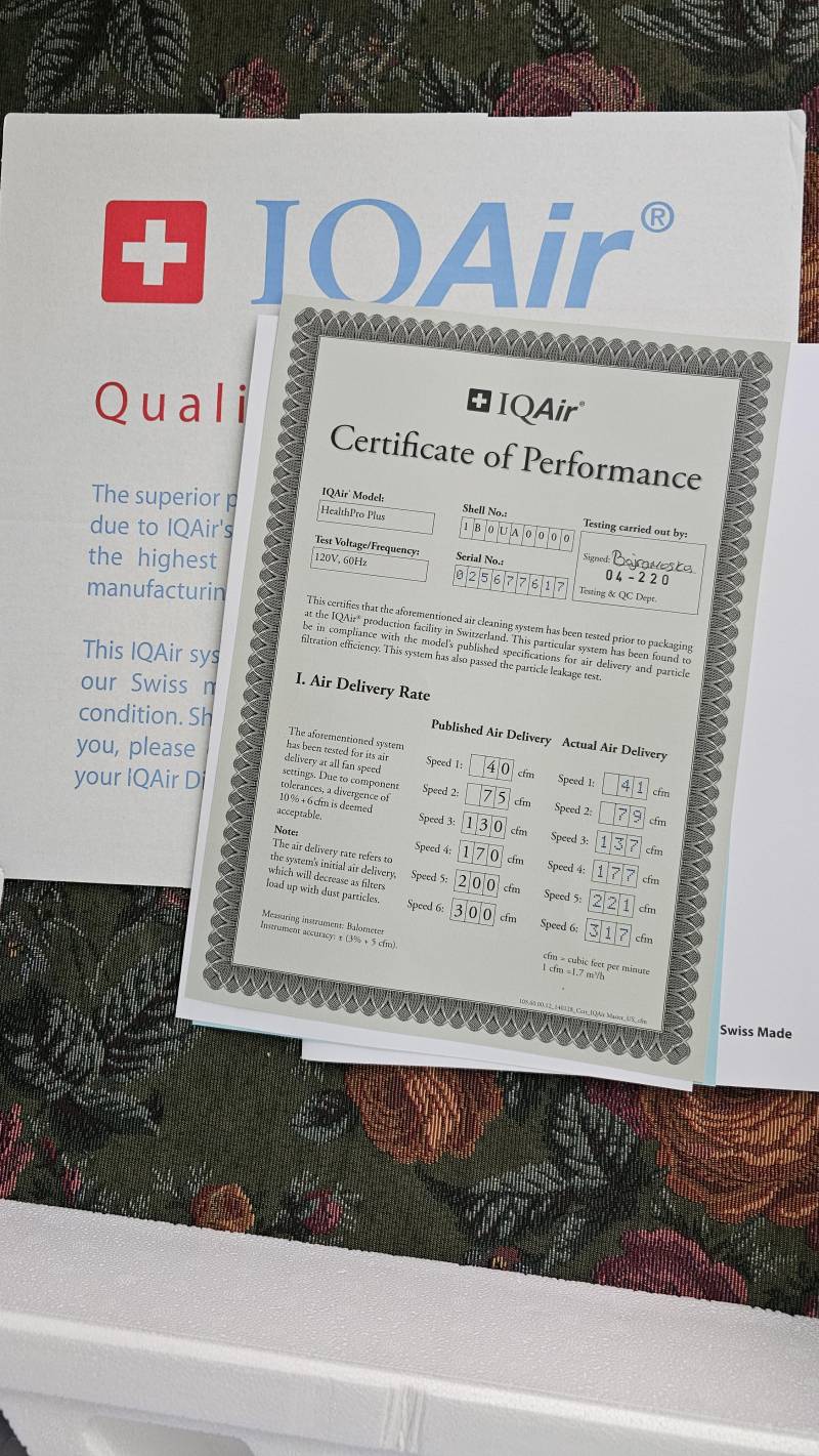 air filter testing certificate