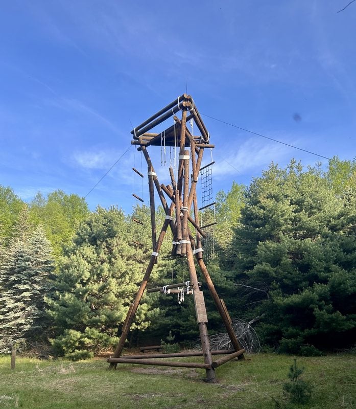 The 53-foot Alpine Tower climbing structure at Hemlock resort in the Catskills