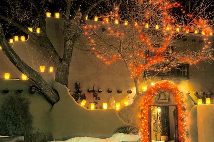christmas lights farolitos credit tourism santa fe new mexico