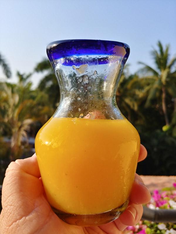 fresh squeezed orange juice delivered by room service each morning at casa velas puerto vallarta mexico