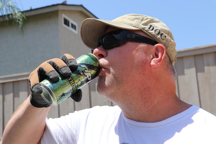drinking rip it energy drink