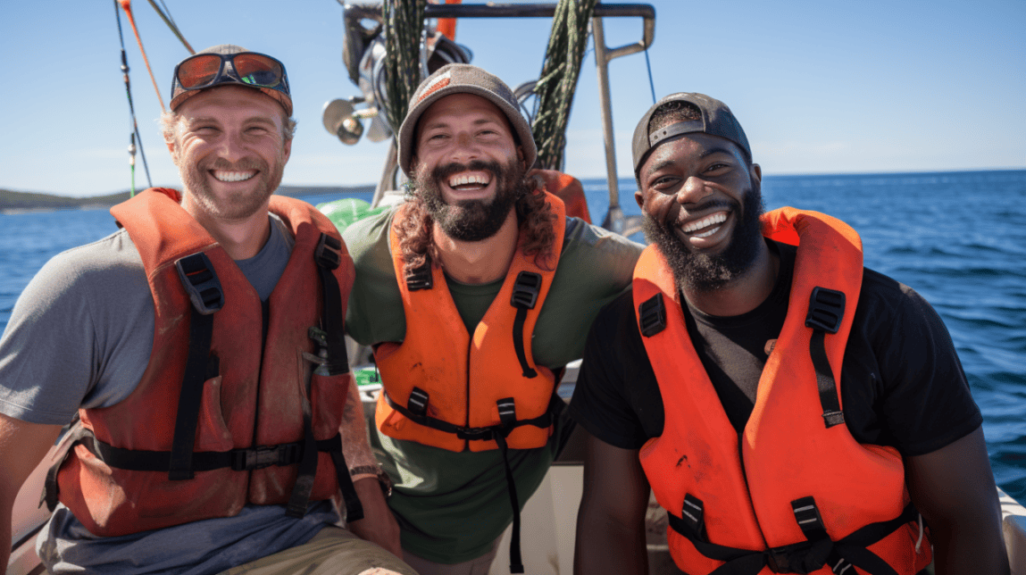 group of buddies on a fishing trip