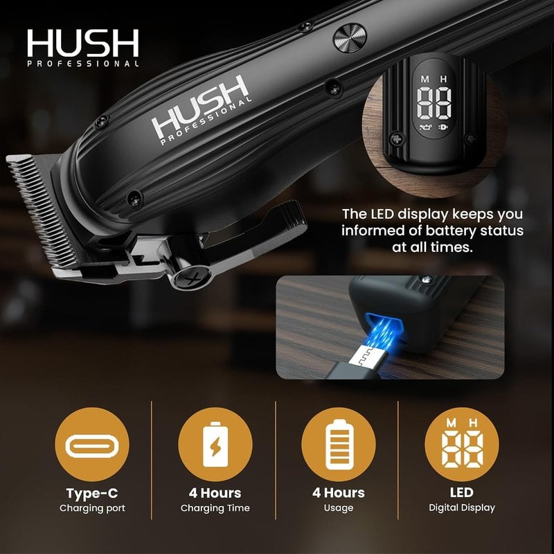 hush pro clipper led display and charging