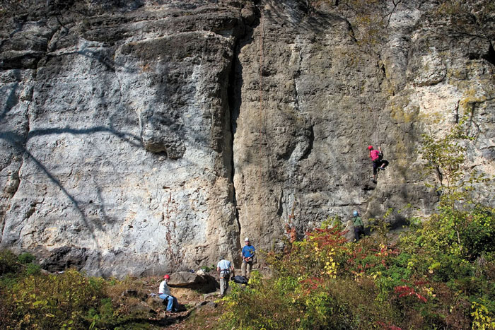 rock climbing at backbone state park