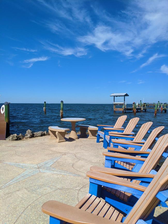 sitting area on dock at island bay resort florida keys
