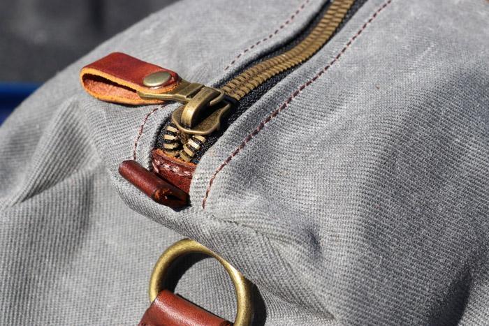 closeup on zippers and stiching