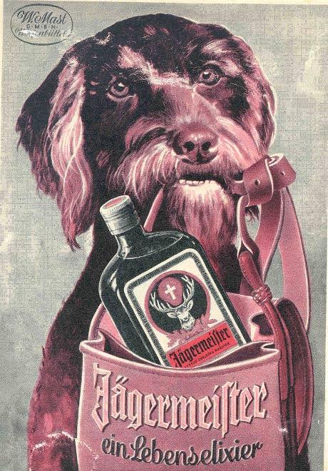 classic jagermeister advertisement with dog