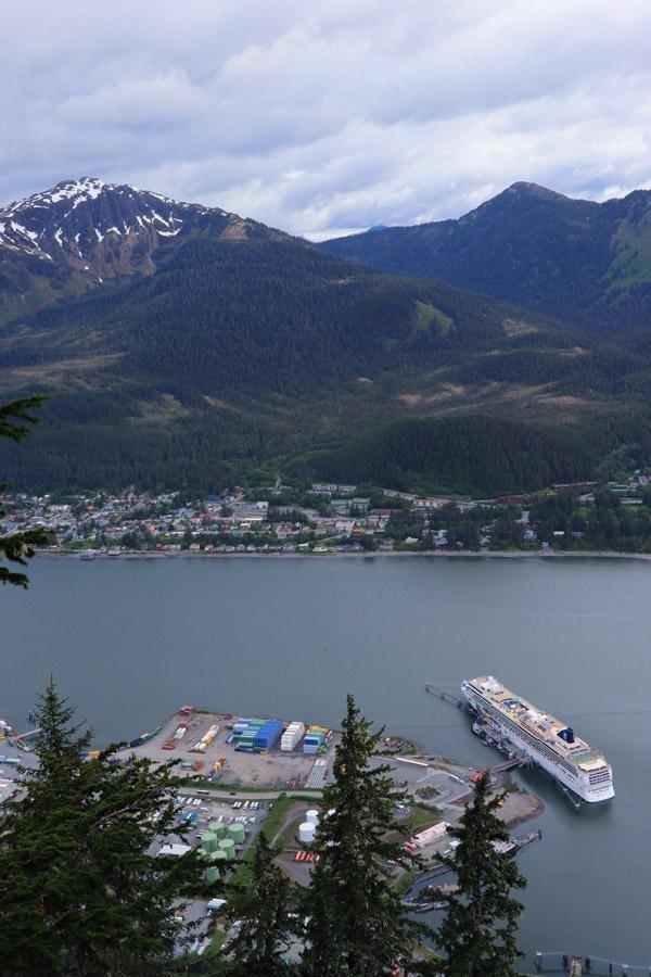 view from mount roberts tramway viewing deck overlooking juneau alaska
