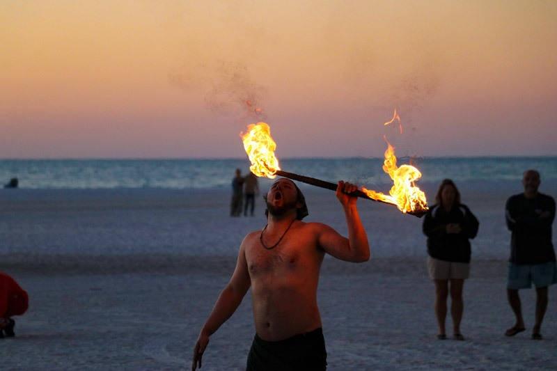 evening fire dancer at jw marco island resort