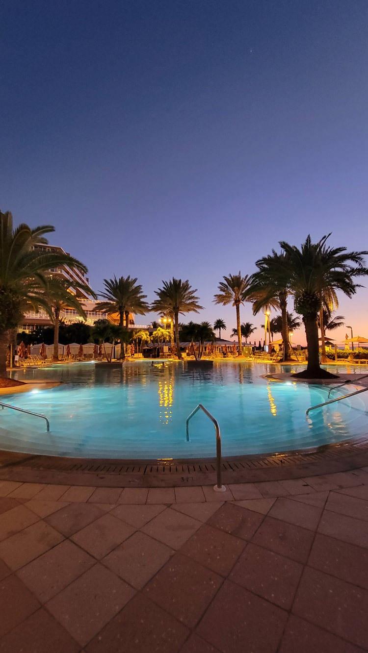 pool at sunset