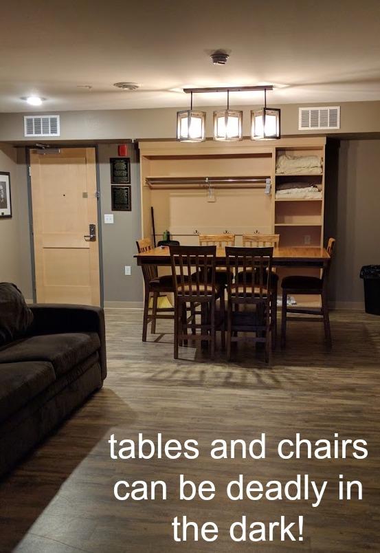 tables and chairs can be dangerous without a motion light