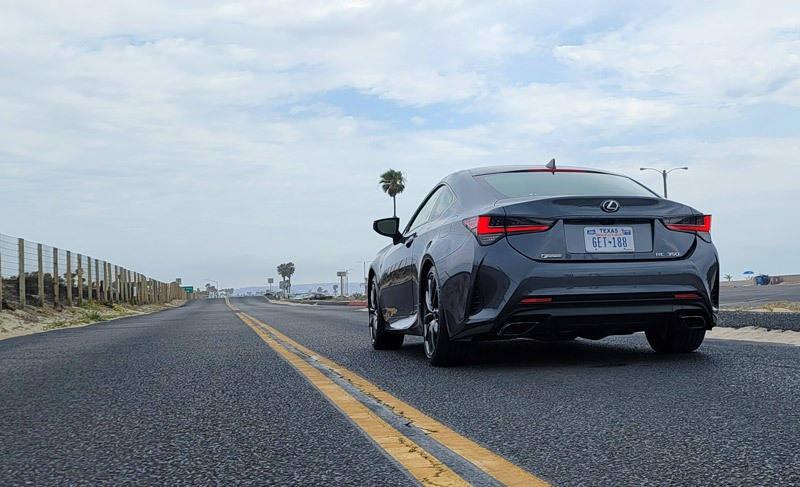 lexus rc 350 f sport driving rear
