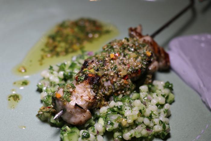 duroc pork kebab charcoal yogurt chermouula cous cous tabouleh