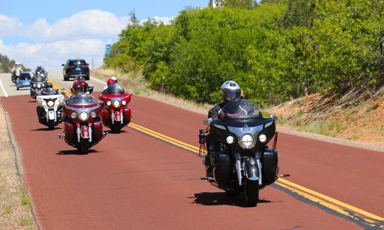 motorcycles riding through zion national park utah