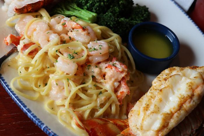 lobster lovers dream closeup on shrimp and lobster alfredo