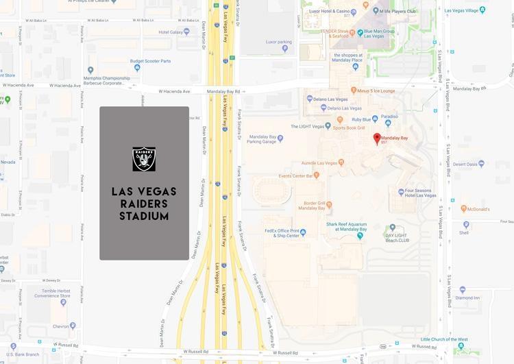 mandalay bay map las vegas raiders stadium location