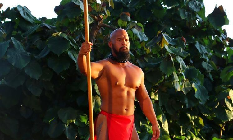 Royal Guard at Mauna Kea Luau in Waikoloa Beach Hawaii