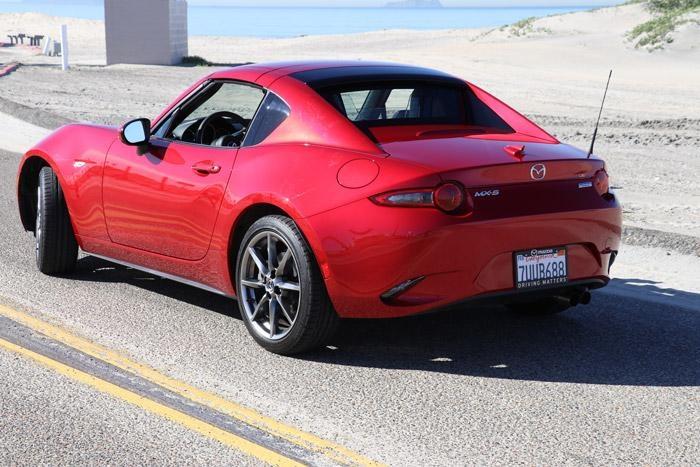 mx 5 red rear on beach