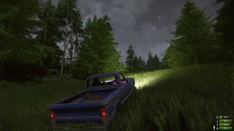 off roading in a truck at night
