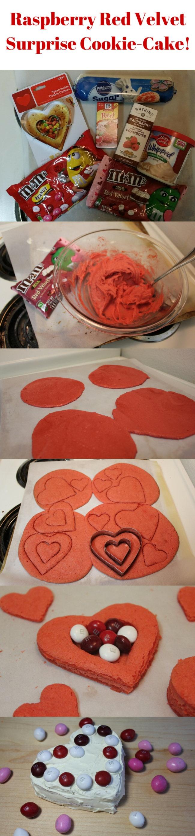 Raspberry Red Velvet M&M's® Cookie Cake Surprise recipe by @mantripping