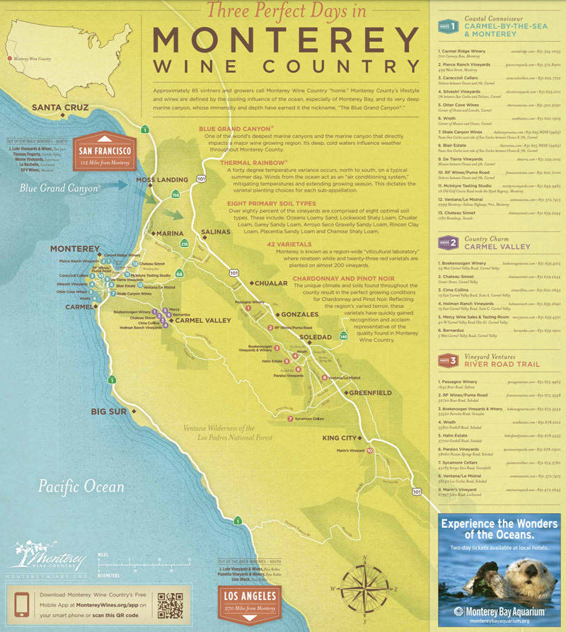 monterey california wine country map