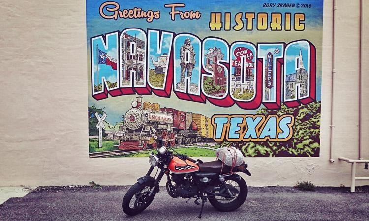 Navasota Texas on a motorcycle trip across the United States
