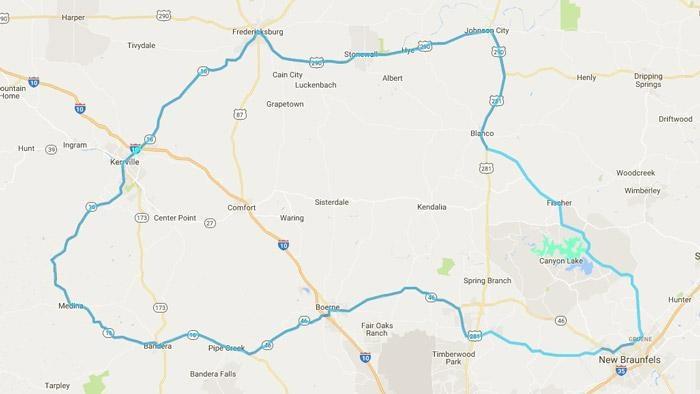 hill country motorcycle trip route