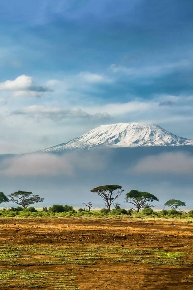 mount kilimanjaro with snow pack on summit