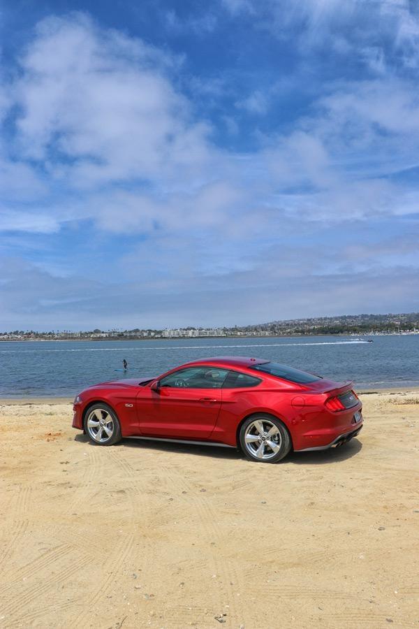 mustang gt on beach in san diego