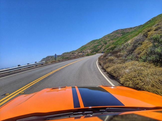driving mustang gt convertible at cabrillo national monument