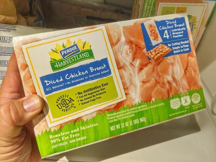 perdue harvestland frozen diced chicken breasts box