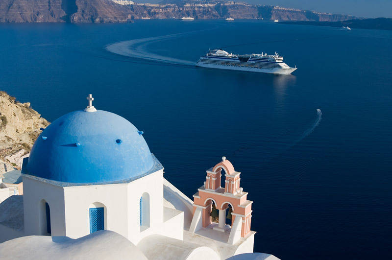 Santorini on a regent cruise exploring the Mediterranean