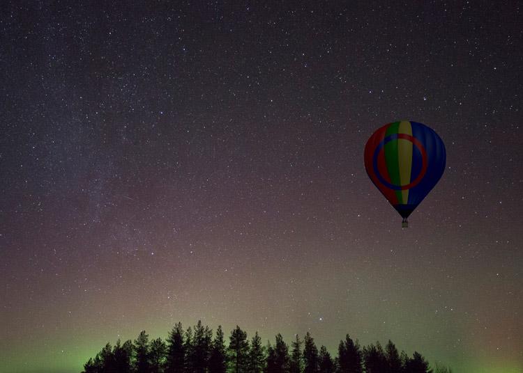 evening aurora and stargazing ballooning