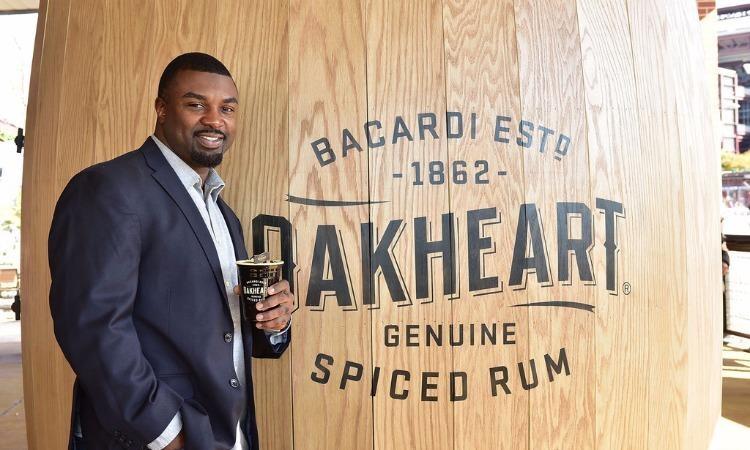 Brian Westbrook with Bacardi OAKHEART