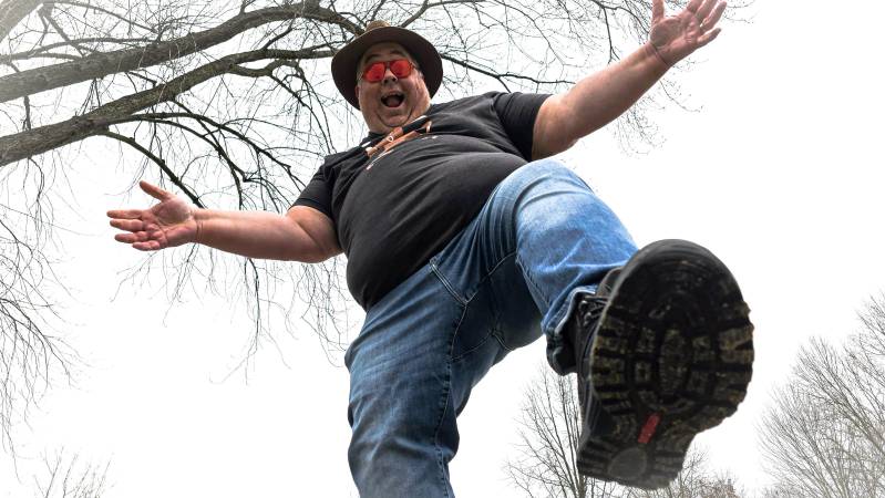 james stomping on ground