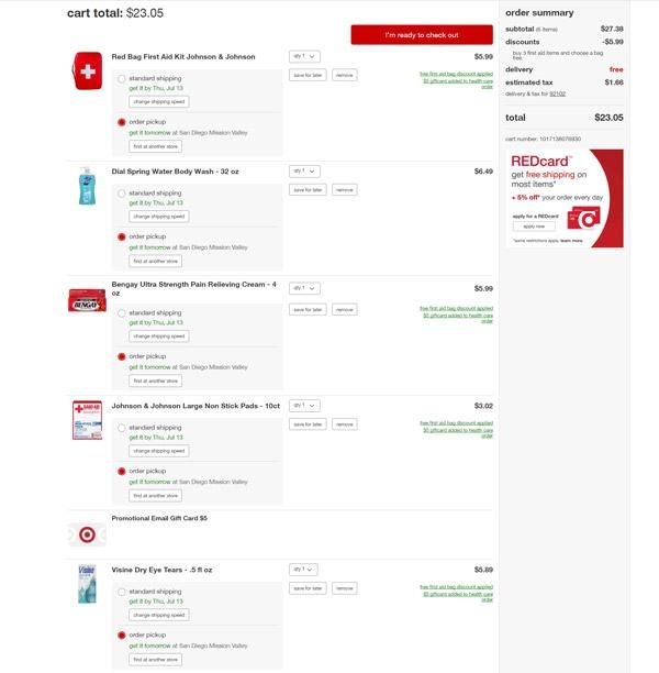 target online check out screen