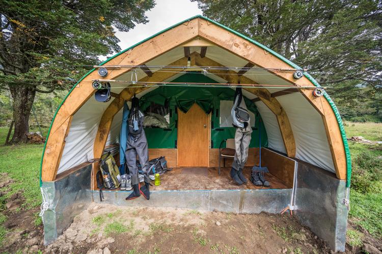 fishing tent camp blanco in patagonia