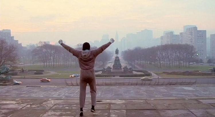rocky at philadelphia museum of art after running up steps