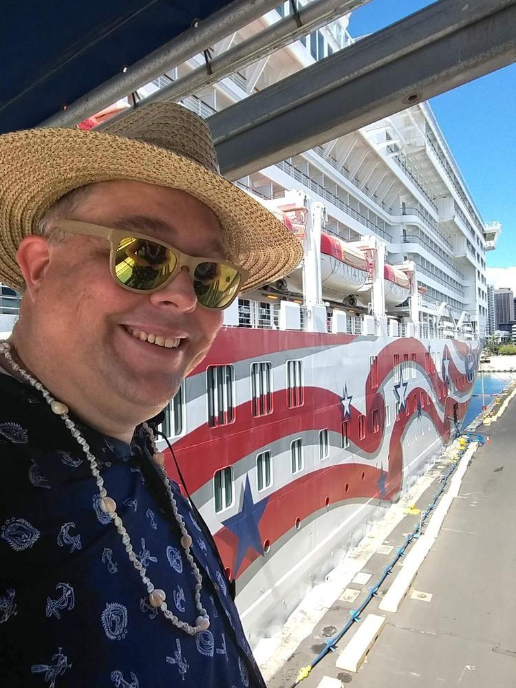 james boarding pride of america cruise ship in honolulu