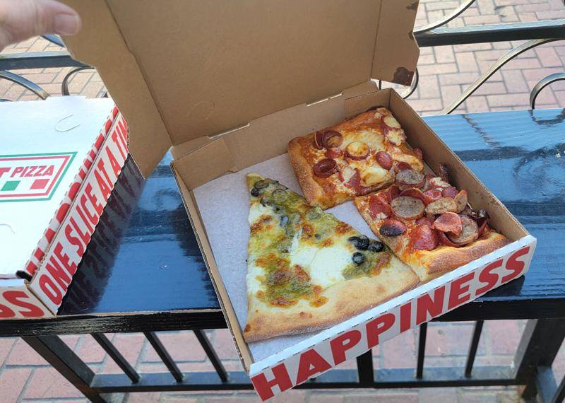 three pizza slices