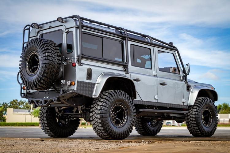 rear view of project viking land rover defender