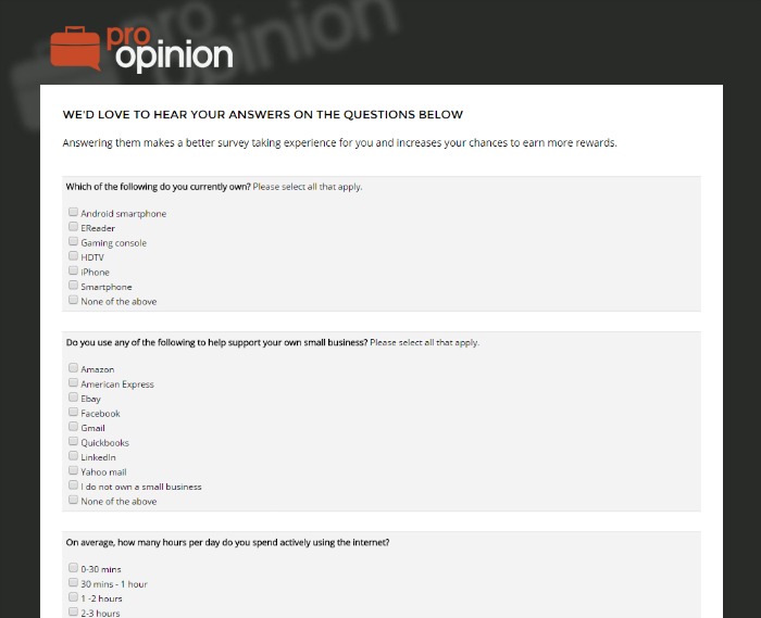 pro opinion survey