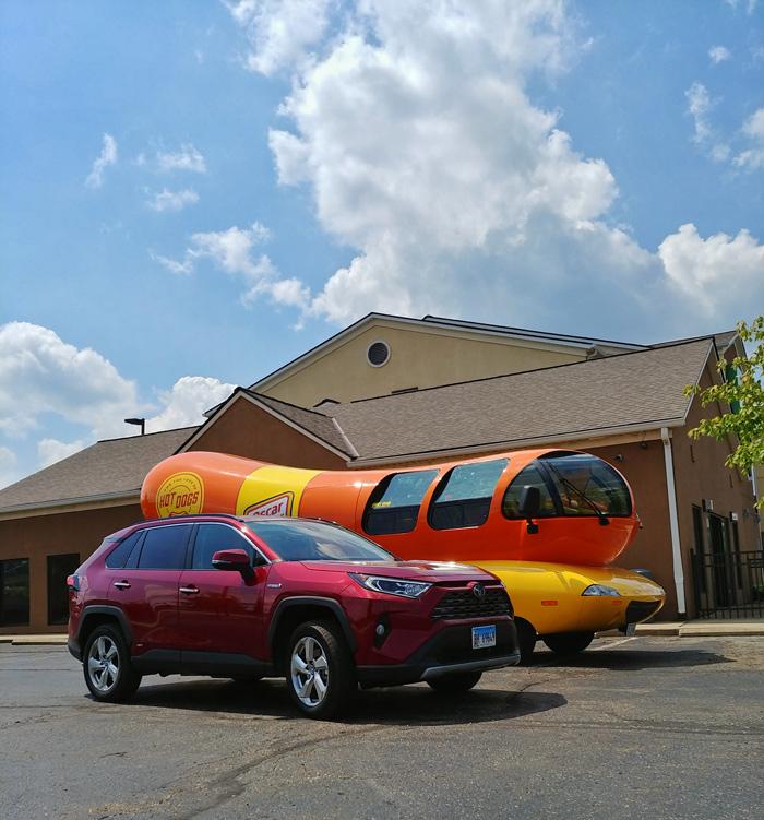 rav4 parked next to weinermobile