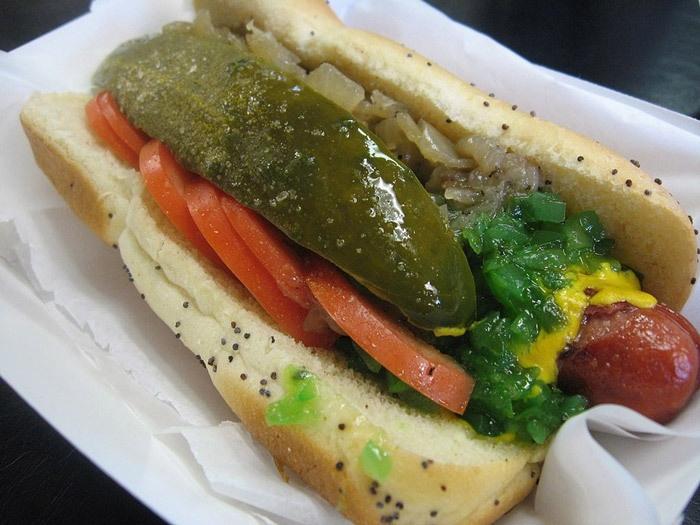 chicago style hot dog