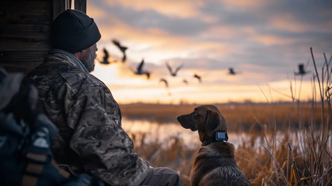 dog with man duck hunting