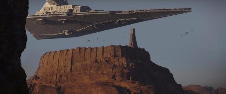 imperial destroyer over city