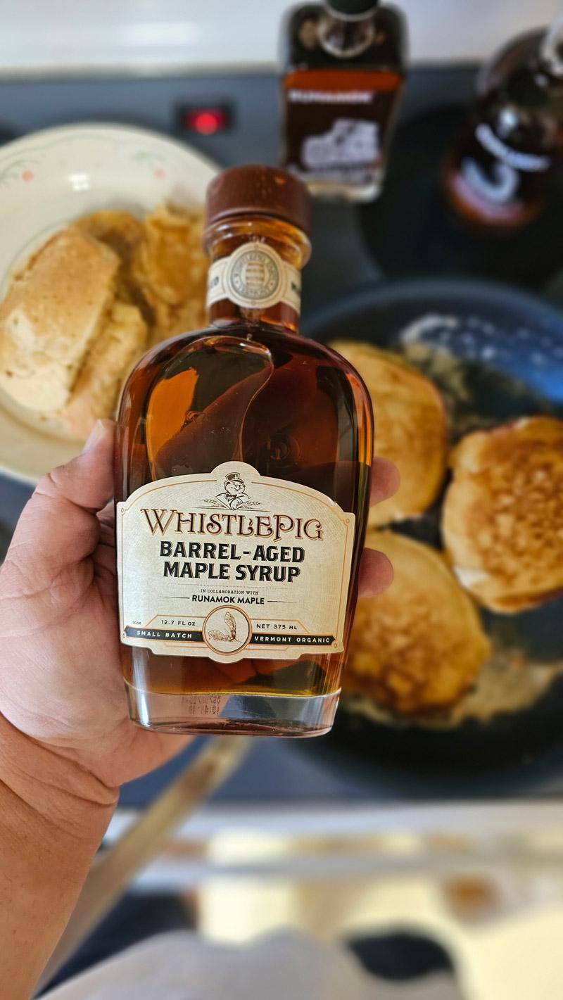 whistlepig barrel aged maple syrup and others