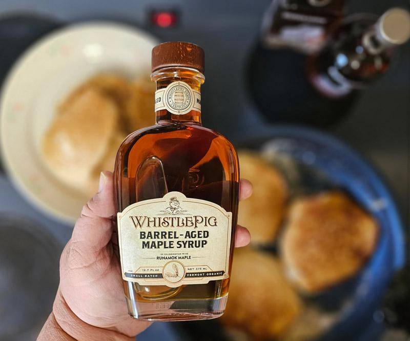 whistlepig barrel aged maple syrup pancakes