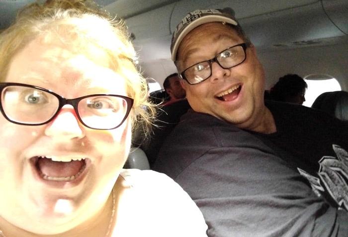 on the plane